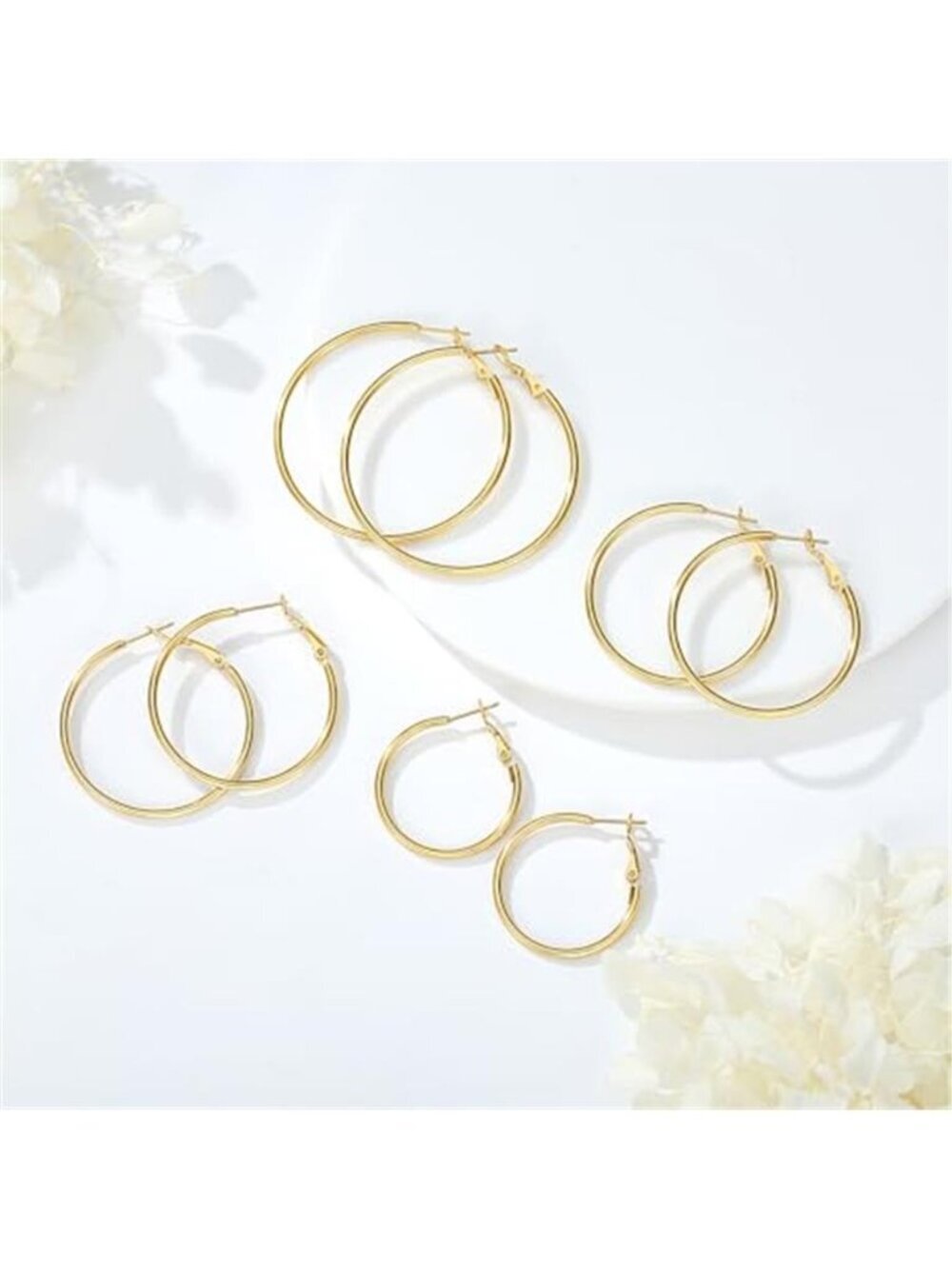 4 Pair 14K Gold Plated Hoop Earrings Set for Women Hypoallergenic Dangle